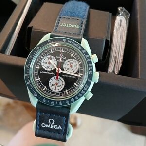 Omega x Swatch Moonswatch  Speedmaster with Black Strap. NEW WITH BOX.